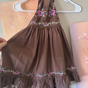 Blueberi Boulevard Brown Floral Kids Dress